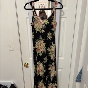 vintage oscar de la renta pink label floral black dress